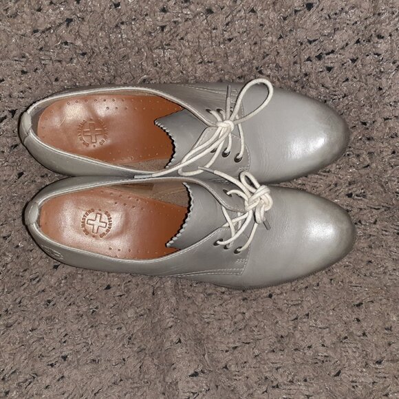 DOC DR. MARTENS-Mimi Wedge-Grey Smooth Leather-Slightly Distressed Look-Sz 8-EX - Picture 7 of 8